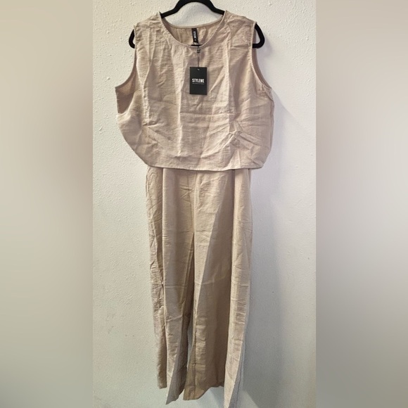 STYLEWE Tan Wide Leg bundle set with Flowing Design - Picture 3 of 3